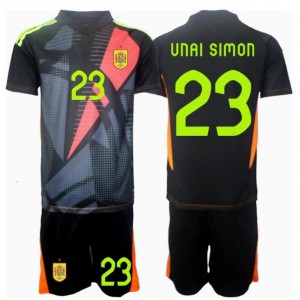 Fotbalové Dres Španělsko Unai Simon #23 Brankářské Dětské Venkovní Oblečení ME 2024 Krátký Rukáv (+ trenýrky)